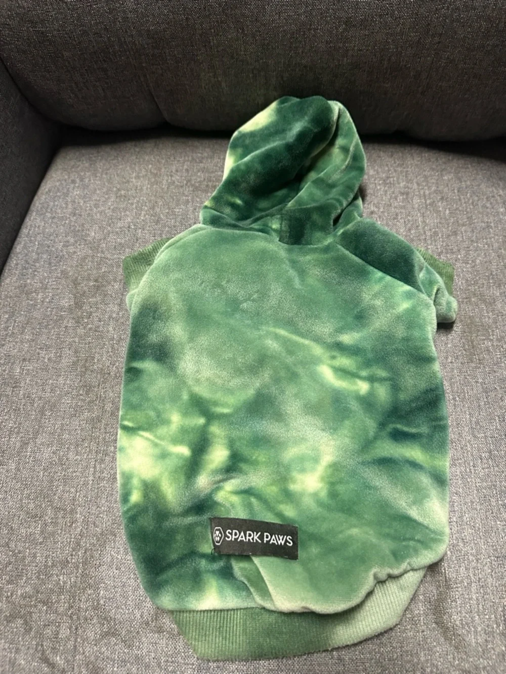 Spark Paws Green Tie-Dye Velvet Dog Hoodie